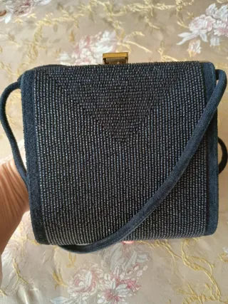 Bolso de fiesta vintage negro con pedrería