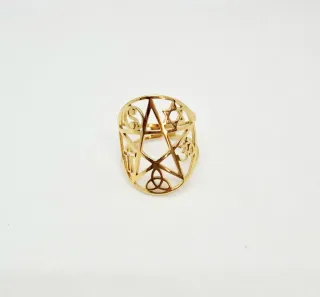 Anillo Símbolos Sagrados Dorado
