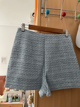 Falda pantalón Zara azul y gris