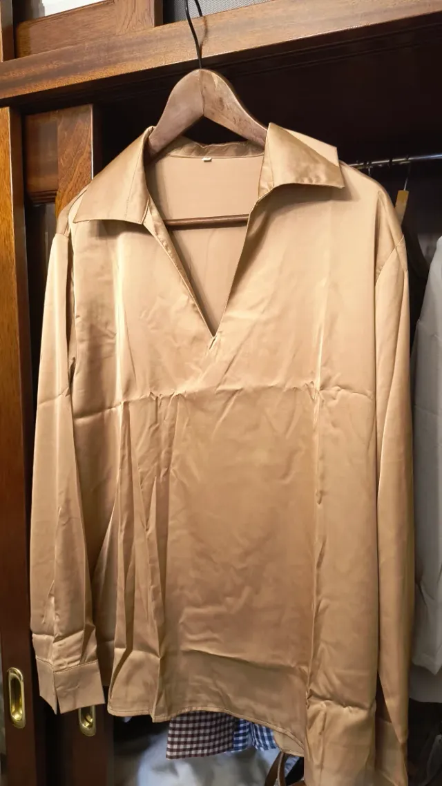 Camisa de satén  rosa palo