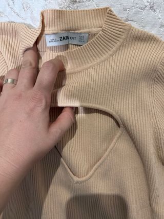 Blusa Zara Knit Beige Talla S