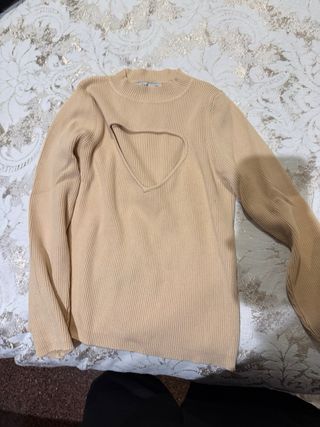 Blusa Zara Knit Beige Talla S