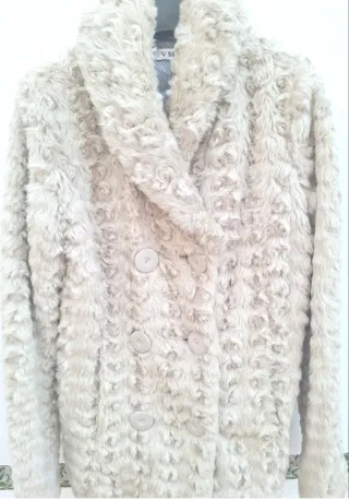 Abrigo nuevo de pelo mujer beige/blanco