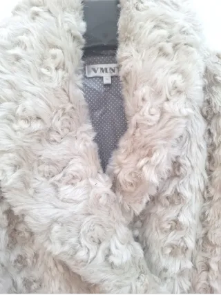 Abrigo nuevo de pelo mujer beige/blanco