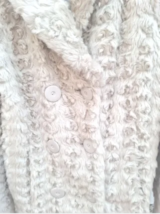 Abrigo nuevo de pelo mujer beige/blanco