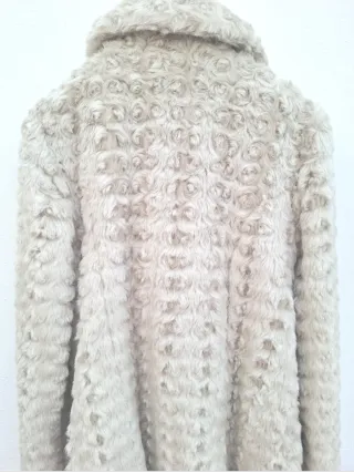 Abrigo nuevo de pelo mujer beige/blanco