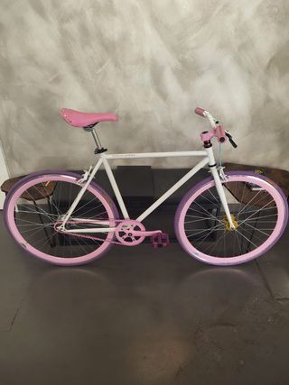 Bicicleta Single Speed Rosa y Blanca, Fixie