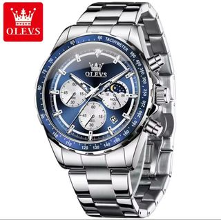 Reloj OLEVS Hombre Cronógrafo Azul Plateado