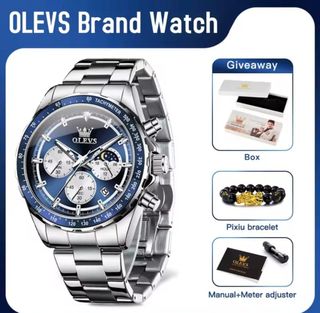 Reloj OLEVS Hombre Cronógrafo Azul Plateado