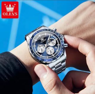 Reloj OLEVS Hombre Cronógrafo Azul Plateado