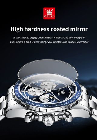 Reloj OLEVS Hombre Cronógrafo Azul Plateado