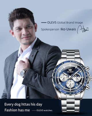 Reloj OLEVS Hombre Cronógrafo Azul Plateado