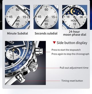 Reloj OLEVS Hombre Cronógrafo Azul Plateado