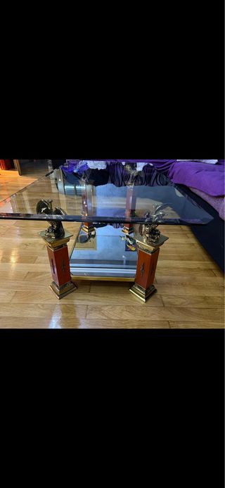 Mesa comedor cristal y 2 mesas centro