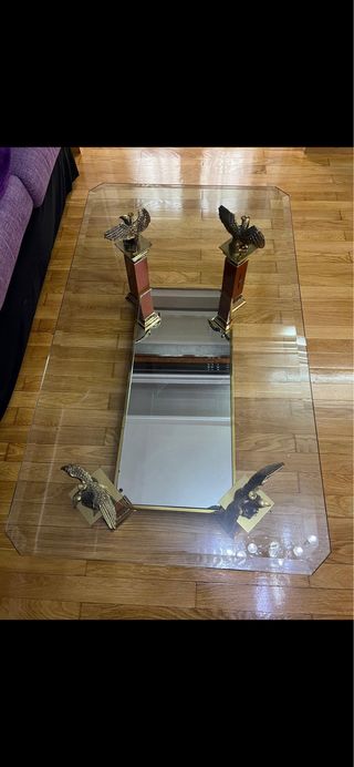 Mesa comedor cristal y 2 mesas centro