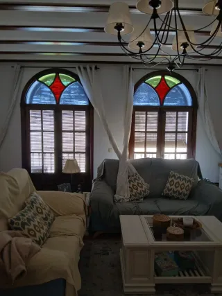 Puertas balconeras madera nogal