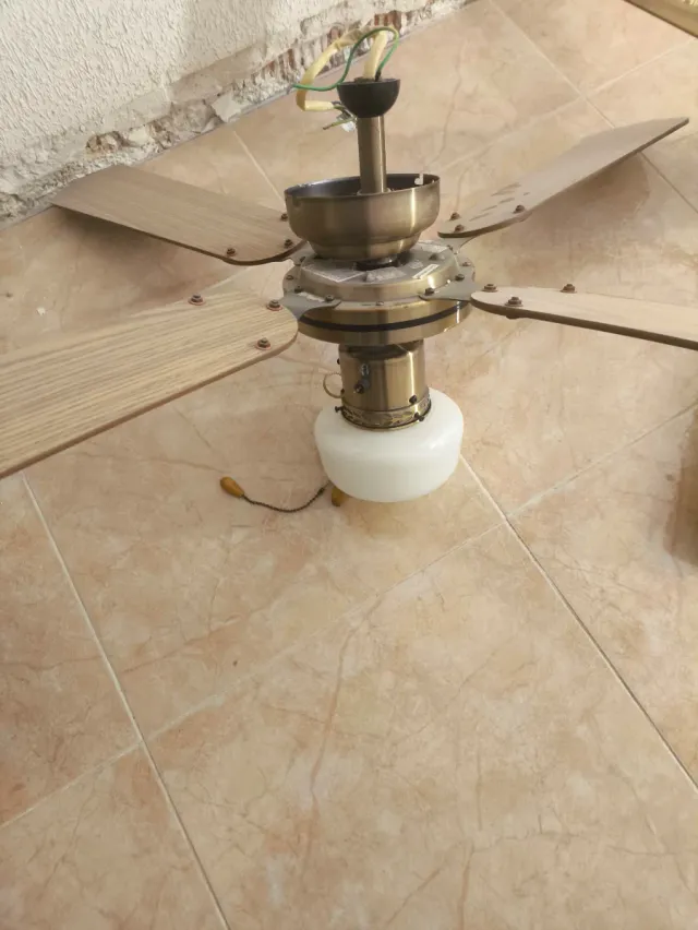 Lámpara Ventilador Techo Madera Metal