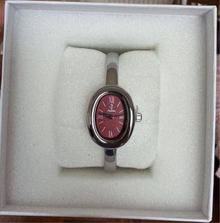 Reloj de mujer elegante en plata con esfera roja –