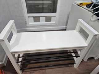 Perchero y banqueta Ikea Hemnes blanco