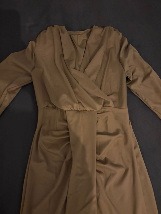 Vestido largo fiesta beige/marrón