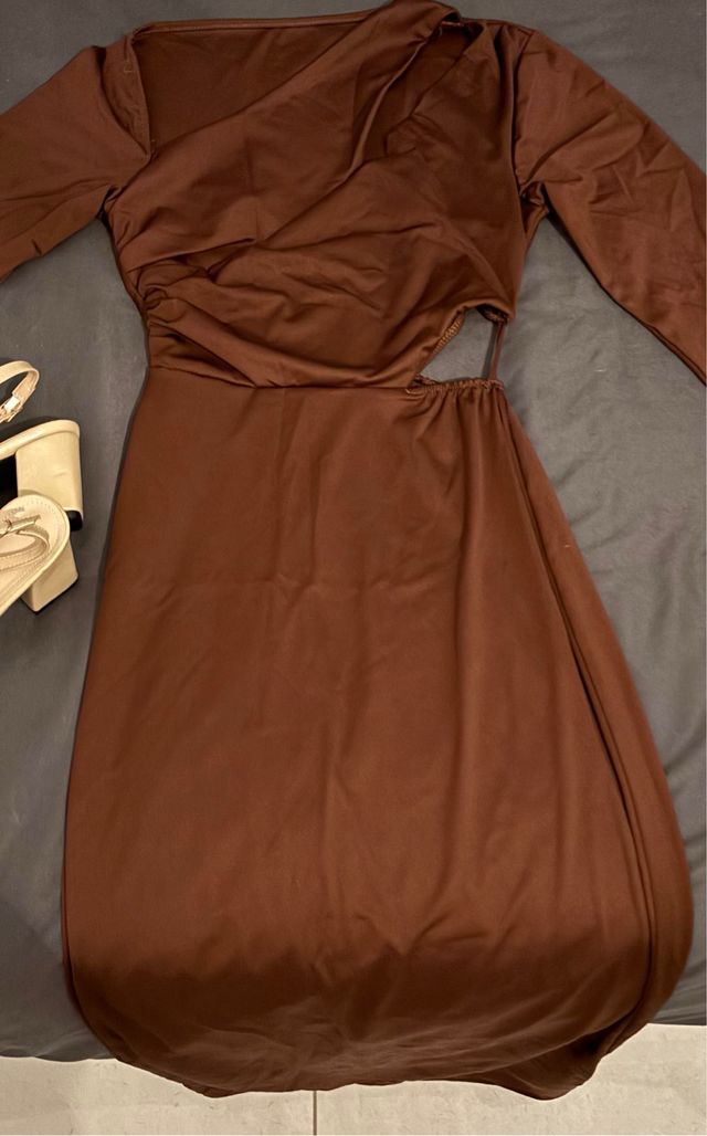 Vestido largo fiesta marrón