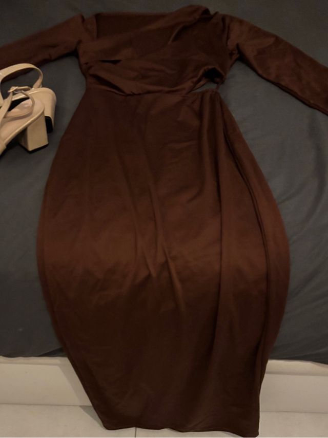 Vestido largo fiesta marrón