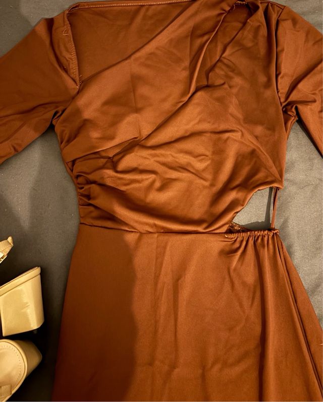 Vestido largo fiesta marrón