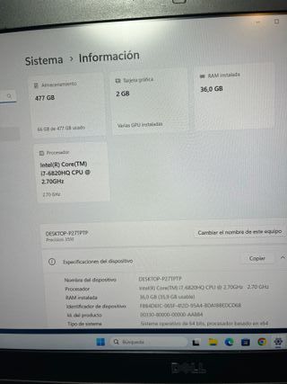 OFERTON!! Dell Precision 3510 i7 36GB RAM