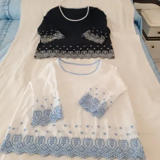 2 Blusas Algodón Bordadas Talla L