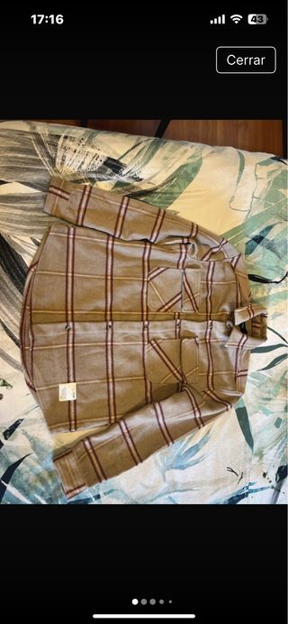 Cazadora de hombre a cuadros beige y marrón