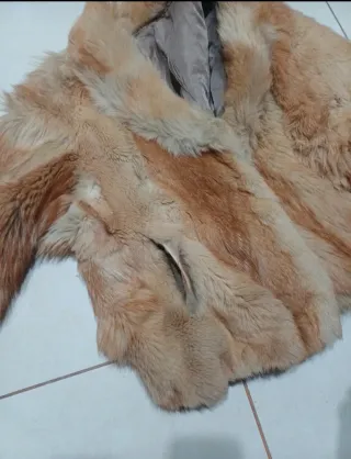 Pelliccia vintage sintetica beige/marrone