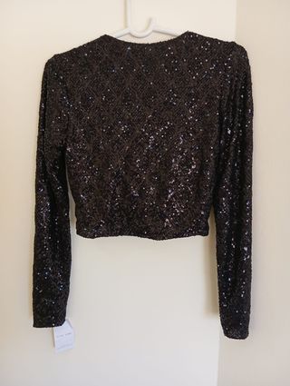 Blusa fiesta lentejuelas negra Talla L