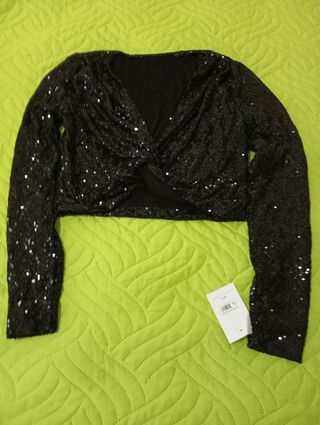 Blusa fiesta lentejuelas negra Talla L