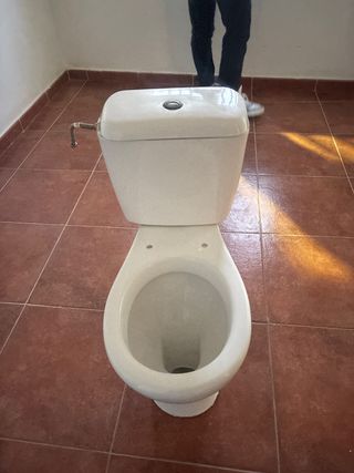 Inodoro de porcelana blanco falta la tapa
