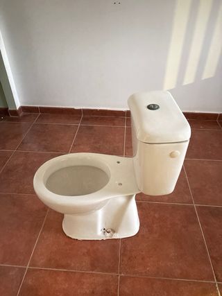 Inodoro de porcelana blanco falta la tapa