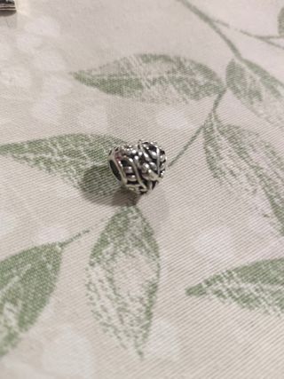 Charm de plata Corazón Flores Pajarito