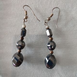 Collar y pendientes obsidiana