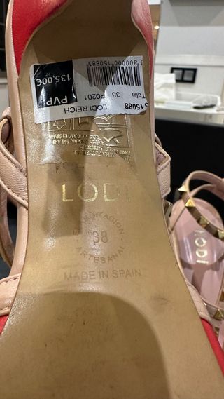 Zapatos de tacón LODI rojos y dorados