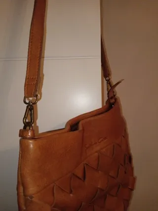 Bolso Southem cotton tejido cuero marrón