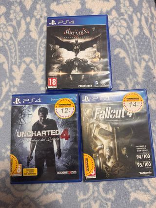 Lote 3 Videojuegos PS4: Batman, Uncharted 4, Fallo