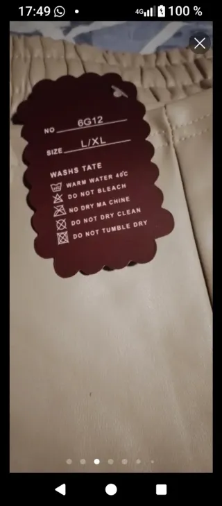 Pantalones beige cuero fino Talla L