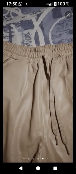 Pantalones beige cuero fino Talla L