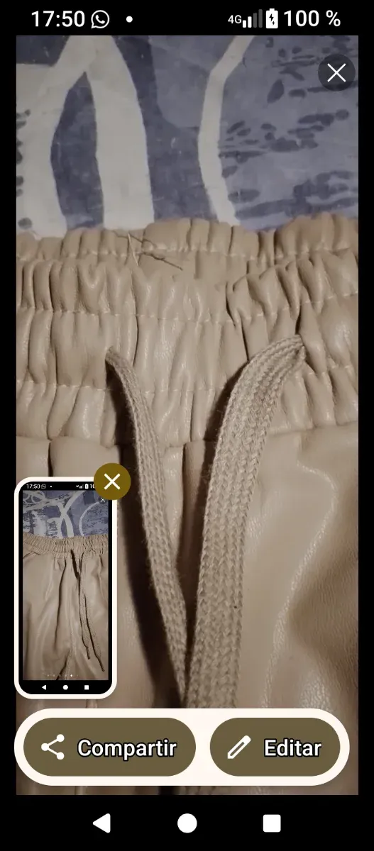 Pantalones beige cuero fino Talla L