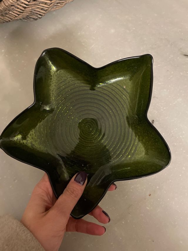 Plato decorativo estrella verde cristal