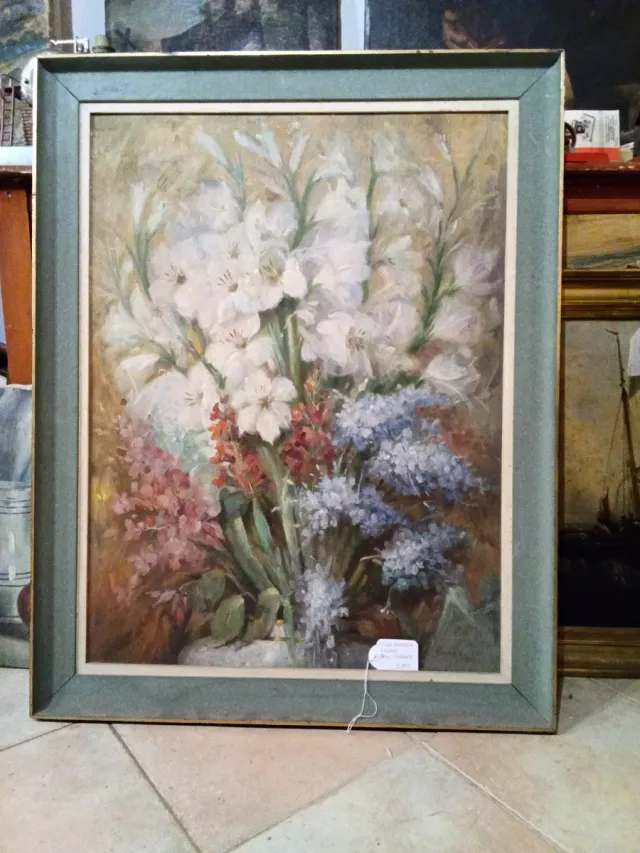 Óleo bodegón flores Pau Fornes