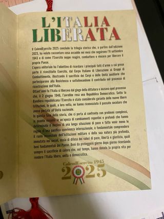Calendario Esercito 2025 L'Italia Liberata