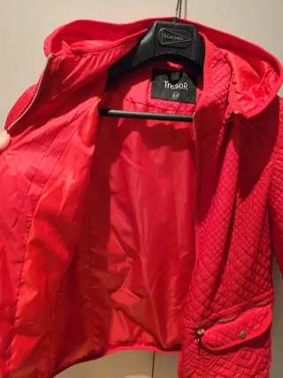 Chaqueta parka entretiempo mujer rojo, Talla 44