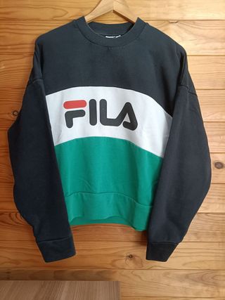 Sudadera Fila Color Negro, Verde y Blanco Talla S.