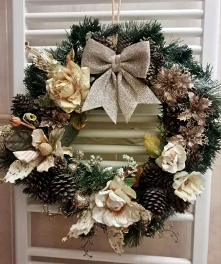 Ghirlanda Natalizia Fatta a Mano Diametro 40cm