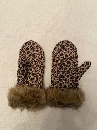 Guanti donna maculati con pelo